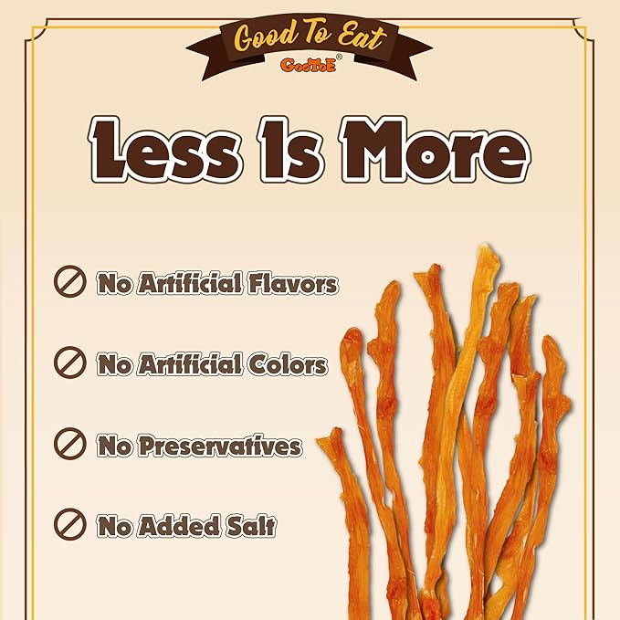 Gootoe Turkey Tendon Dog Treats, Strips 3oz, USA-Sourced Turkey Tendon, Natural Snack, Premium Puppy Chews, Hypoallergenic, Rawhide Free, Reseal Value Bags, Size for Small Dogs