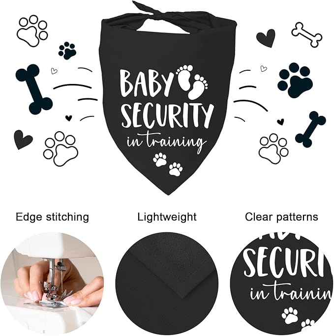 Baby Security in Training Dog Bandana Pet Scarf Pregnancy Announcement Dog Bandanas for Dogs Pet Accessories for Dogs Lovers Pregnancy Reveal Ideas (Black)