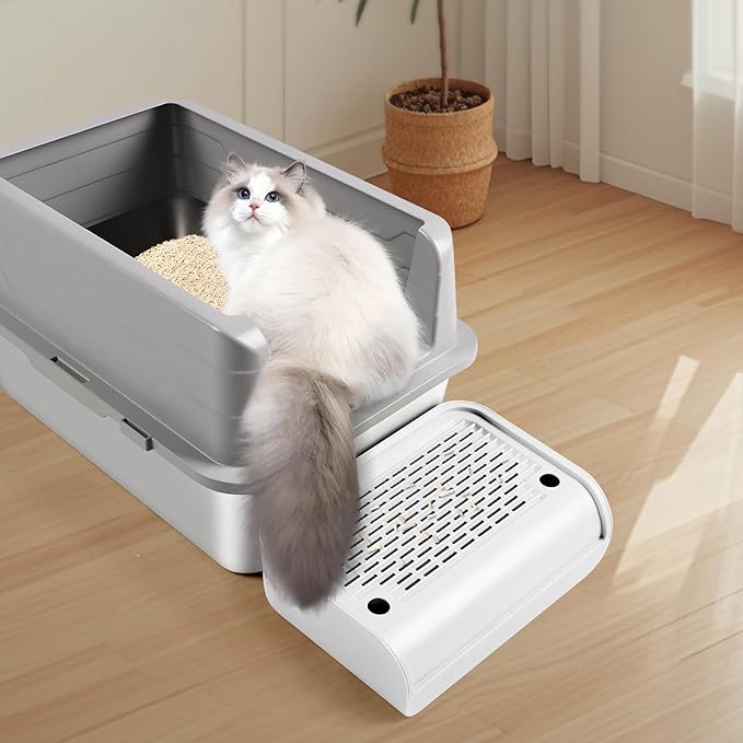 Cat Litter Box Step, Cat Litter Box Ramp Mat with Filter Function for Self-Cleaning Cat Litter Box, Easy to Clean, Cat Pedal Step Stool Ideal for Kitten & Elderly Cats (White)