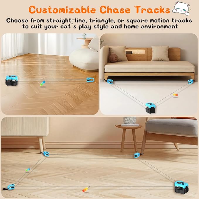 Interactive Cat Toy for Indoor - Automatic Cat Treadmill with Remote Control, 3 Speeds, Quiet Motor & Durable Design | Indoor Chase Hunting Feather Toys for Fitness, Playtime & Energy Release (Blue)