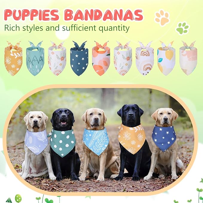 Amylove 50 Pcs Dog Bandanas Bulk Fall Puppy Floral Dog Bibs Holiday Washable Scarf Pets Triangle Head Scarfs Bandanas Pet Costume Outfit(Flower,Small)