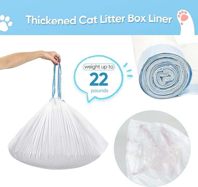 120 Count Cat Litter Box Liners for Robot 3 & 4 Heavy Duty Waste Drawer Liners, Automatic Self-Cleaning Litter Box Replacement Bags, 22 pound Capacity