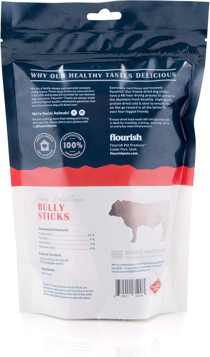 Freeze-Dried Raw Pet Treats for Dogs, Bully Sticks (5 Count)