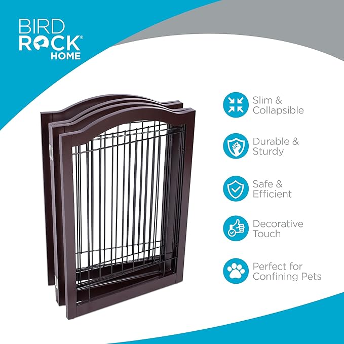 Internet's Best Wire Dog Gate with Arched Top - 4 Panel - 30" Tall - Espresso