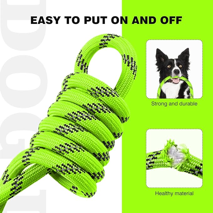 lynxking Slip Lead Dog Leash Reflective, Heavy Duty Comfortable Strong Rope for Large Medium Small Dogs No Pull Pet Training (Light Green, Large 1/2in x 6ft-Slip Lead)