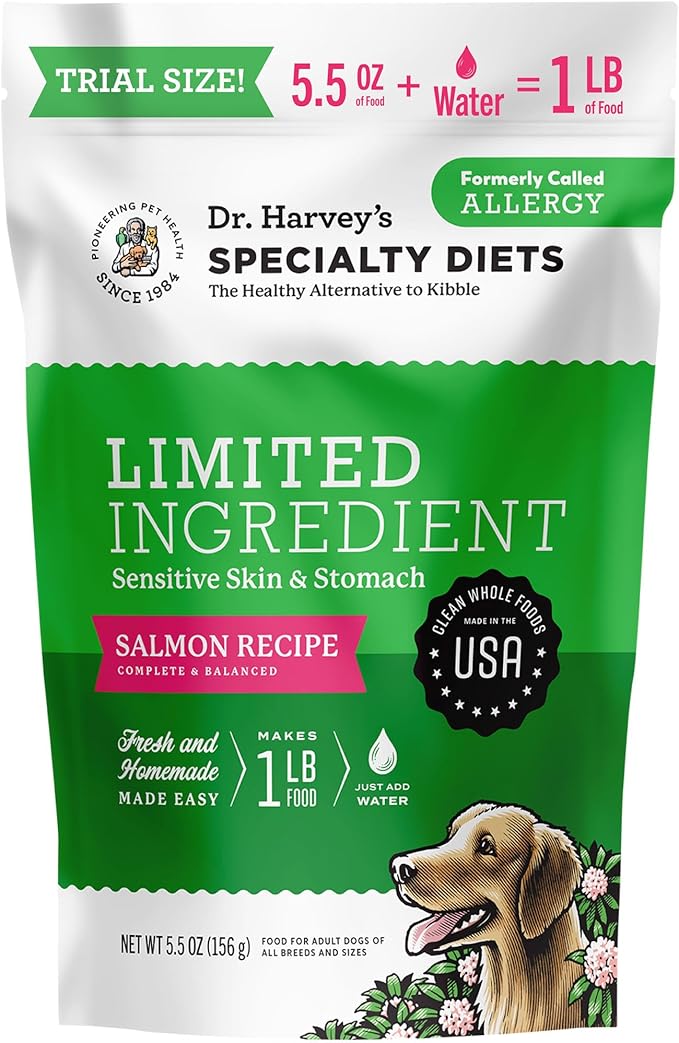 Dr. Harvey's Specialty Diet Limited Ingredient - Human Grade Dog Food for Dogs with Sensitivities - Salmon Recipe (Trial Size, 5.5 oz)