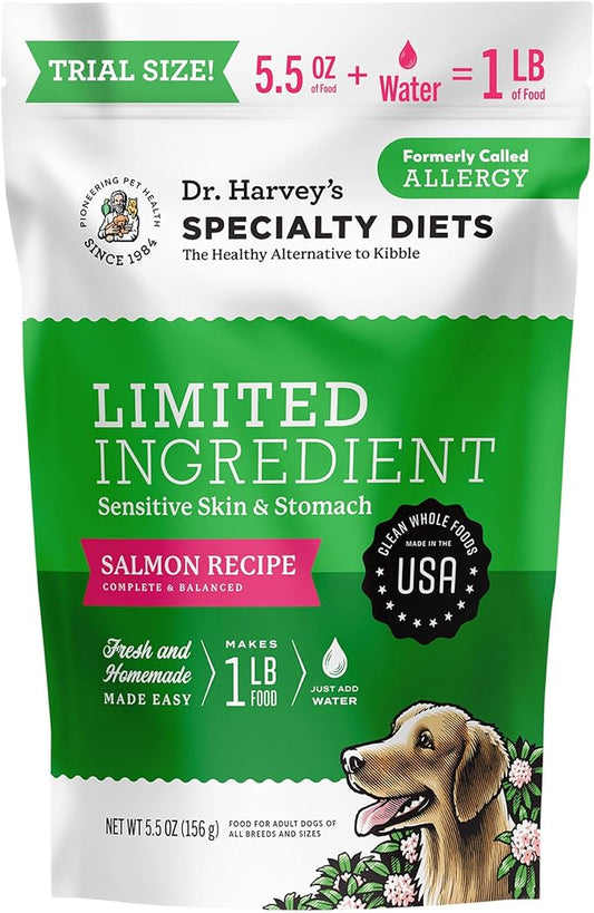 Dr. Harvey's Specialty Diet Limited Ingredient - Human Grade Dog Food for Dogs with Sensitivities - Salmon Recipe (Trial Size, 5.5 oz)