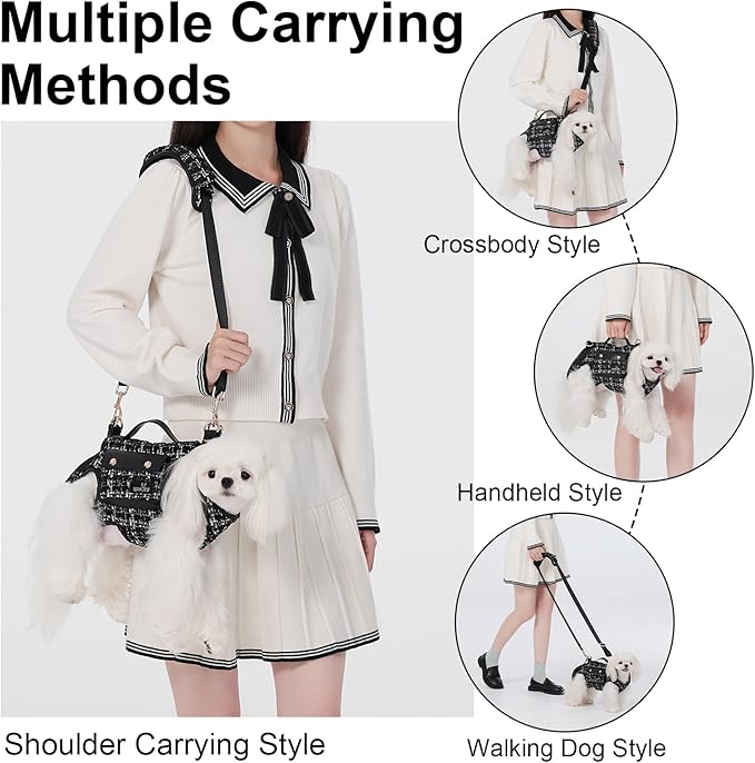 Dog Lift Harness Dog Carrier Dog VES Harness Adjustable Dog Leash with Small Puppy Treat Bag（Black,M）