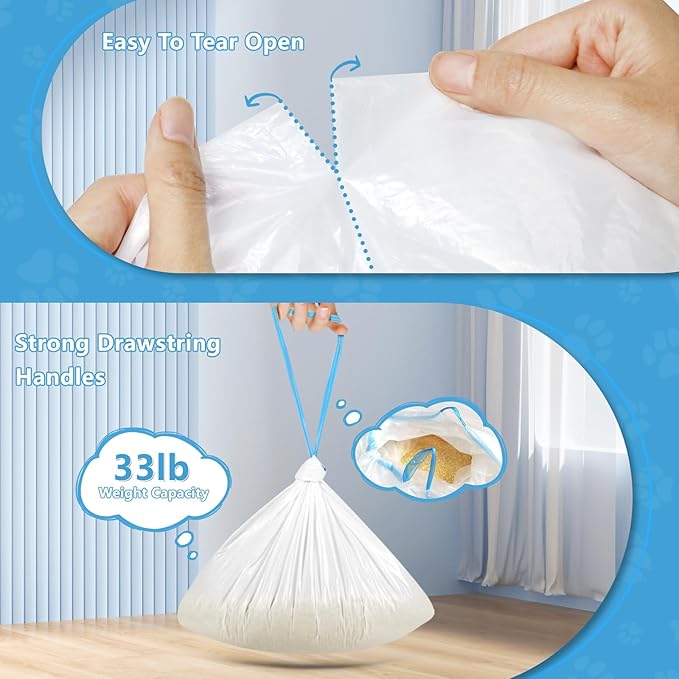 120 Count Cat Litter Bags for Automatic Litter Box, Fit for MeoWant-SCO1 and MeoWant-SCO2, Thick Heavy Duty Drawstring Self-Cleaning Cat Litter Box Liners Bag -17.7" x 19.68"