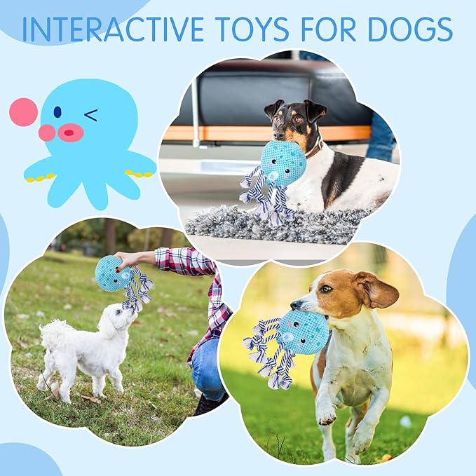 SCENEREAL Dog Toys, Puppy Plush Toy for Large Medium Breed Boy Girl, Dog Chew Toys for Keep Them Busy, Tug of War Stuffed for Small, Middle, Big Sized Dogs Gifts (Octopus)