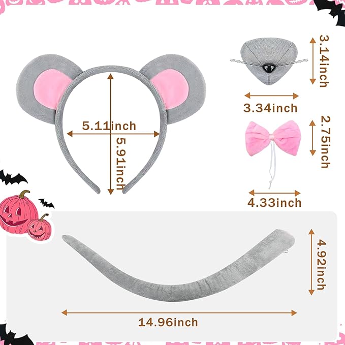 ONEPEACE Halloween Animal Costume Accessory Set for Halloween Party, Birthday, Christmas, Cosplay Animal Fancy Dress up