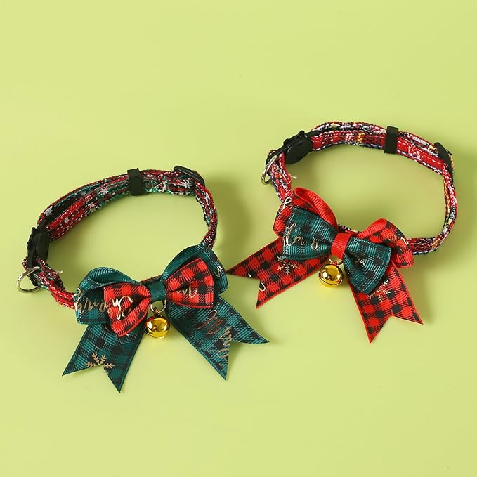 Pet Christmas Cat Bow tie Scarf Collar | Christmas Cat Dog Pet Dress-Up Accessories and Pet Parties Dress(S1)