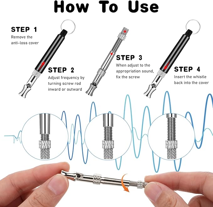 2 Pack Dog Whistle to Stop Barking Neighbors Dog, Dogs Whistle Training Whistles with Lanyard Adjustable Ultrasonic Silent Dogs Recall Whistles Effective Recall & Long Range (Black)