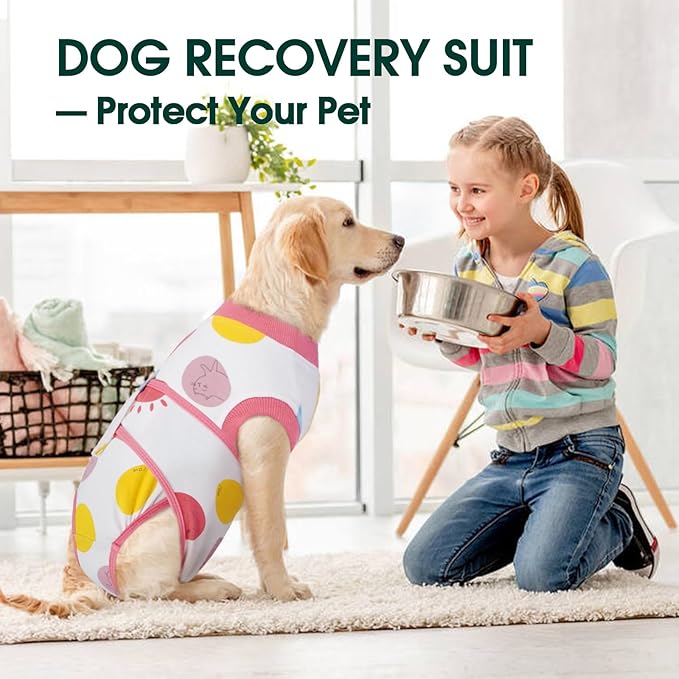 Kuoser Dog Recovery Suit for Female Male Dogs, Post-Surgery Bodysuit for Spay Neuter, Dog Onesie After Surgery, Anti-Licking Pet Surgical Recovery Suit