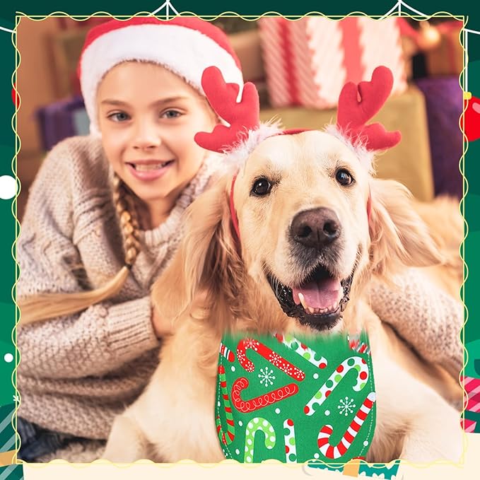 Newwiee 100 Pcs Christmas Dog Bandanas Bulk for X-Large Dogs Holiday Xmas Triangle Bibs Scarf Adjustable Soft Breathable Pet Christmas Scarf Accessories for Large Puppy Cat