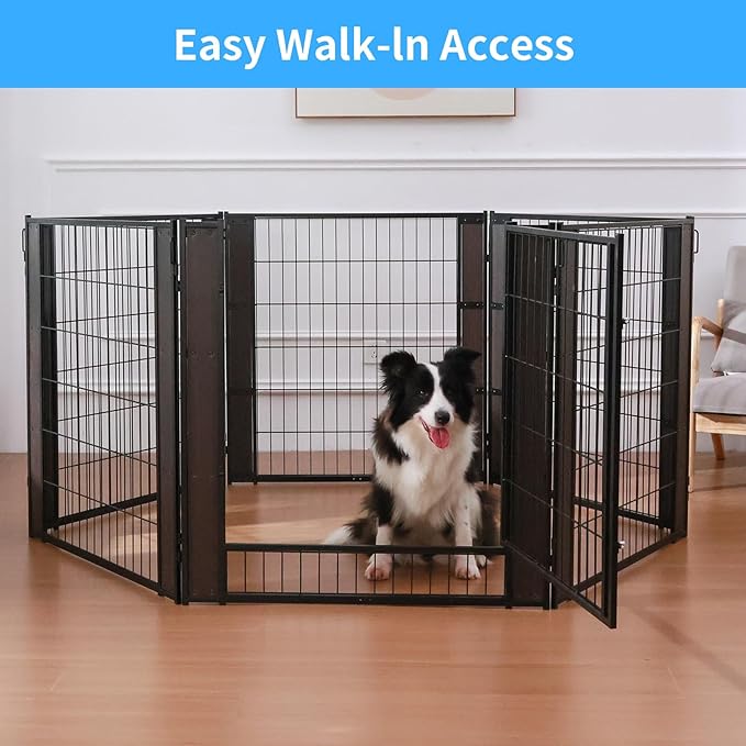 Heavy Duty Dog Playpen 32 Inch Height - Indoor Outdoor Pet Fence Enclosure for Medium and Small Dogs - Foldable Puppy Exercise Pen for Indoor and RV Camping or Yard (12 Panels, 35.4" H (Black))