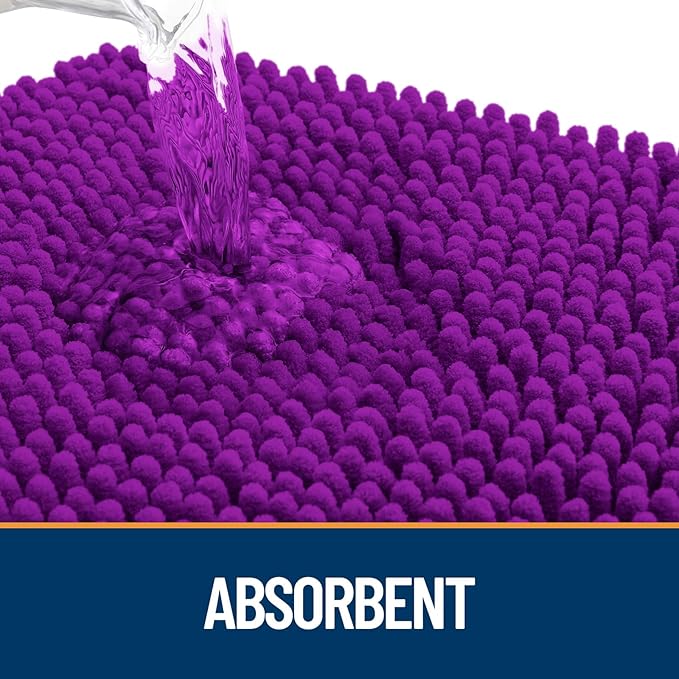 OLANLY Dog Door Mat for Muddy Paws 44x32, Absorbs Moisture and Dirt, Absorbent Non-Slip Washable Doormat, Quick Dry Chenille Mud Mat for Dogs, Entry Indoor Entryway Carpet for Inside Floor, Purple