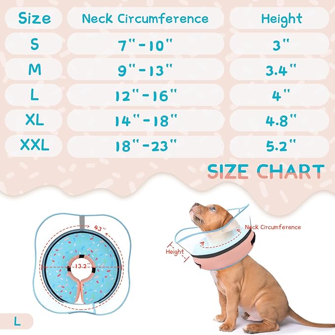 Supet Raised Inflatable Dog Cone Collar to Stop Licking, Soft Dog Cone Alternative After Surgery, Doggie Neck Donut Collar for Small Medium Large Dogs