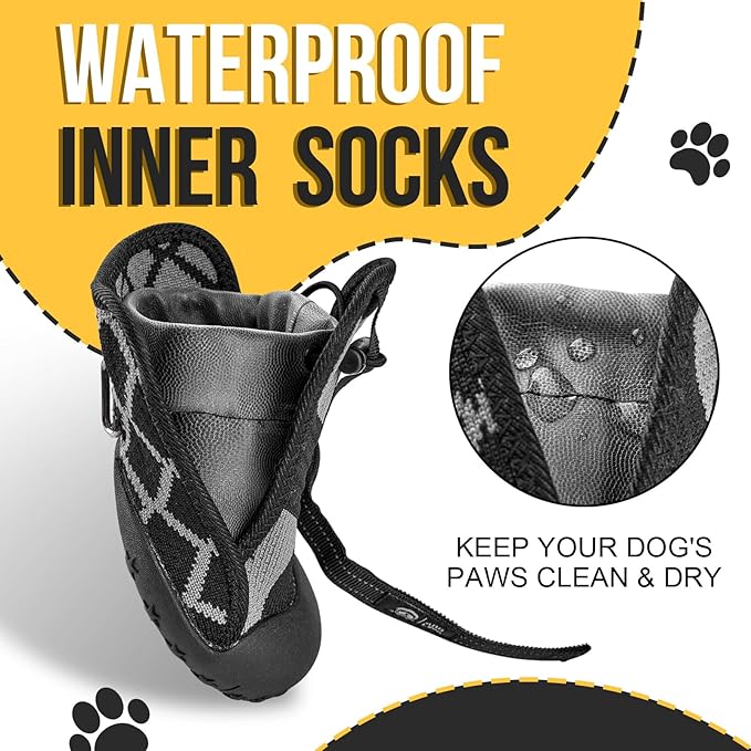 Dog Shoes for Large Medium Size Dogs, Waterproof Anti Slip Dog Boots&Paw Protectors for Summer Hot Pavement Winter Snow, Breathable Dog Booties for Outdoor Walking Hiking Hardwood Floor