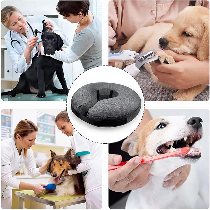 MIDOG Inflatable Dog Cone Alternative for After Surgery - Soft Protective Donut Collar Prevents Licking & Allows Eating, Comfortable Recovery E-Collar Alternative for Small Medium Large Dogs (Gray,XL)