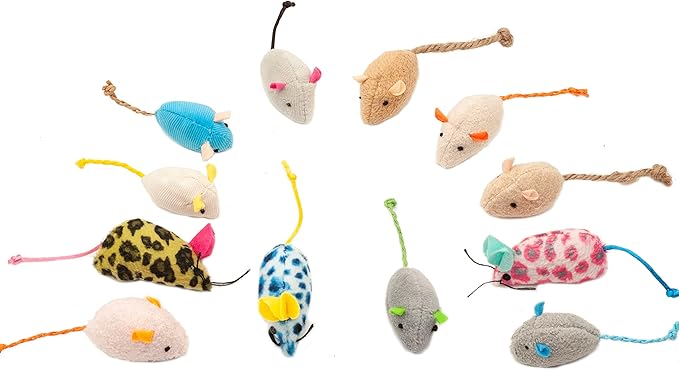Fashion's Talk Mouse Cat Toys Soft Plush Catnip Mice Assorted Style Variety Pack 32 Count