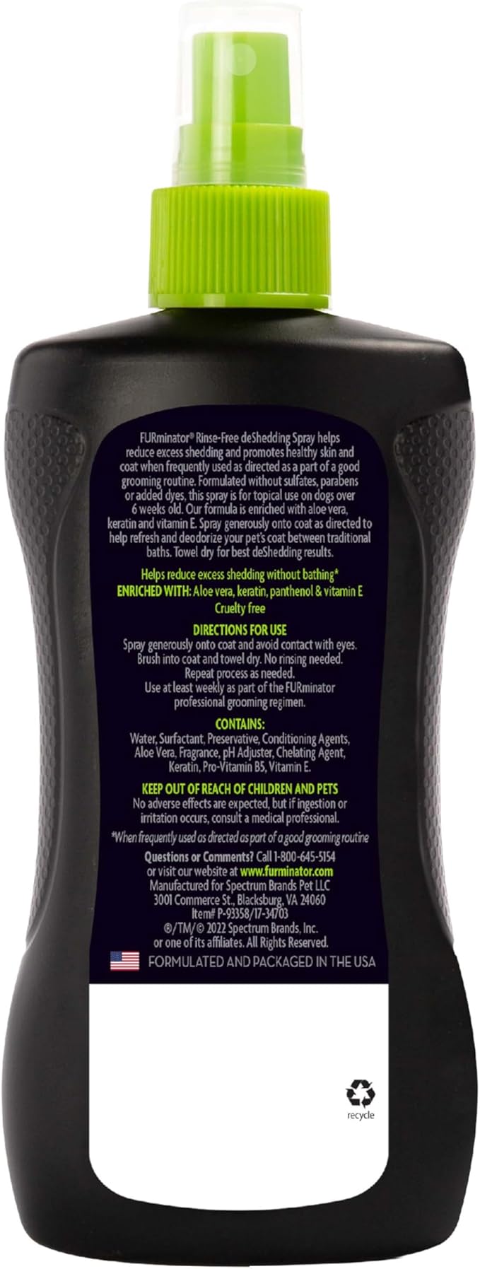 FURminator® Rinse-Free deShedding Spray For Dogs, Helps Reduce Excess Shedding And Refreshes Between Baths, 8.5 Fluid Ounces