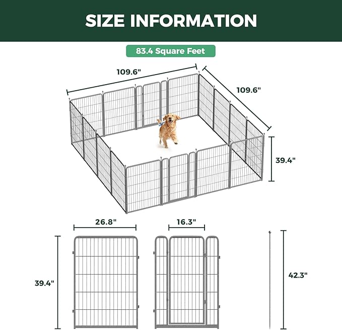 FXW Aster Dog Playpen Designed for Yard, 40inch 16 Panels