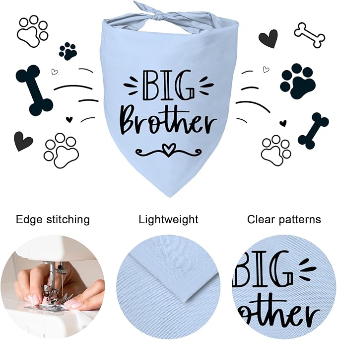 Big Brother Dog Bandanas, Pet Dog Triangle Scarf for Small Medium Large Pet, Baby Announcement Dogs Bandana Pets Scarf (Big Brother)