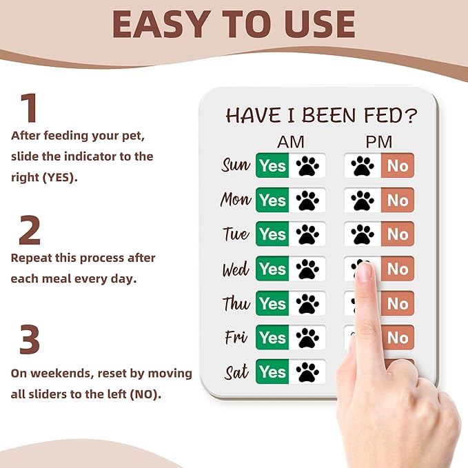 Dog Feeding Reminder, Dog Fed Sign Tracker -Daily Am/Pm Chart Slider Sign for Pet Fed and Pill Reminder, Easy to Use On Fridge Or Wall with Adhesive and Magnet,Pet Supplies