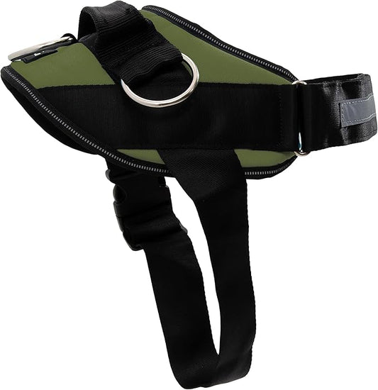 ShawnCo Essential Dog Harness, No-Pull Pet Vest with 3 Leash Clips, No Choke, Reflective, Adjustable and Padded, for Easy Walking and Training for Small, Medium and Large Dogs (Olive Green, L)