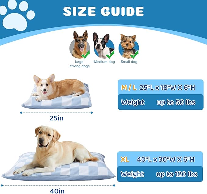 Large Dog Bed with Removable Washable Cover for Large Dogs Deluxe Plush Dog Crate Beds Comfy Kennel Pad Waterproof Lining and Blue Gel Memory Foam Memory Foam（Blue 40.2 * 30 * 4in）