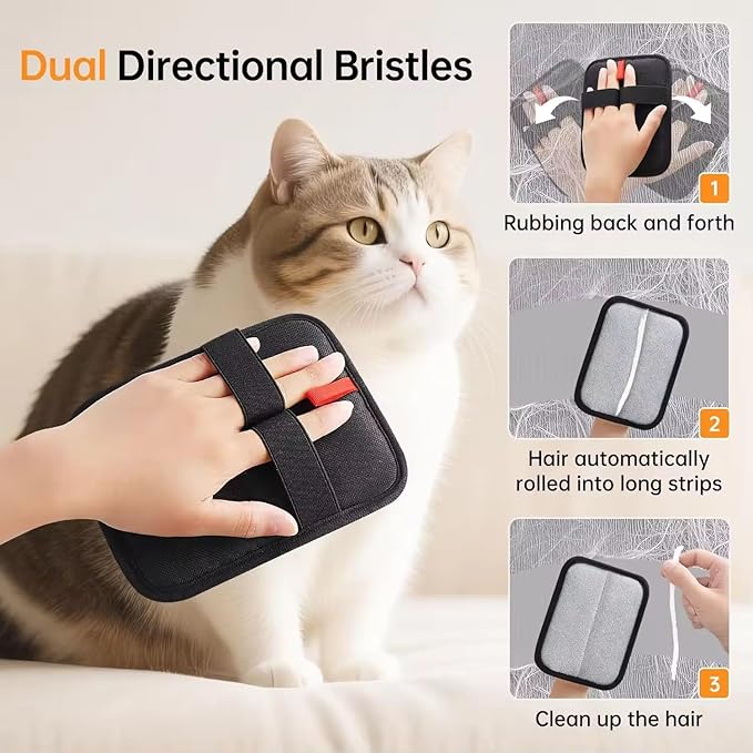 Magic Brush PET Hair Removal Glove, Electrostatic for Furniture, Clothing, Reusable Two-Sided Fur & Lint Remover for Cats & Dogs, Washable, Upgraded Fur Removal Tool-1 PCS