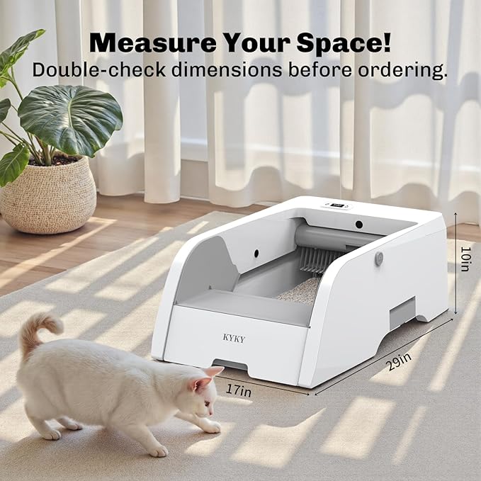 S6 Self Cleaning Litter Box, Upgraded Automatic Cat Litter Box Self Cleaning That Can Use Clumping Cat Litter, Open Design with Cats Taking to It Immediately, Anti Pinch and Odorless(Light Gray)