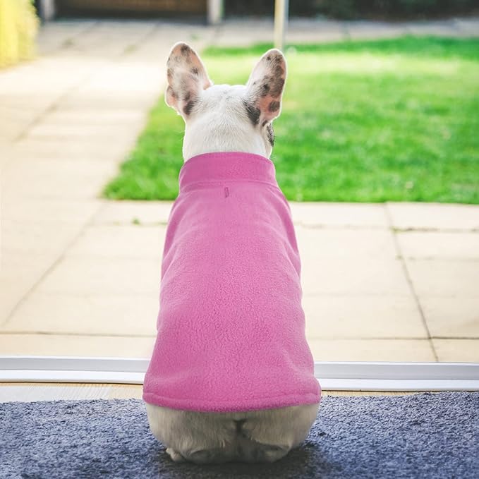 FUAMEY Dog Fleece Vest for Large Dogs,Warm Stretchy Dog Sweatshirts Pullover with Leash Hole Dogs Sweater Soft Pet Turtleneck Cozy Pet Vest Lightweight Sleeveless Pink XXL