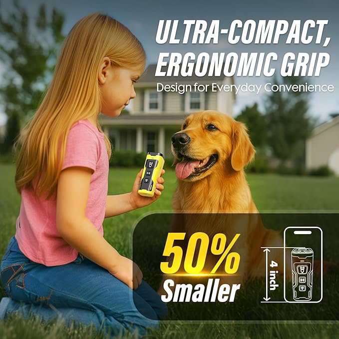 Dog Bark Deterrent Device, 3X Ultrasonic Anti Barking, 6 Training Modes 23 FT Range Barks No More Indoors Outdoors Behavior Correct Safe & Humane Rechargeable Compact Bark Control for Dogs