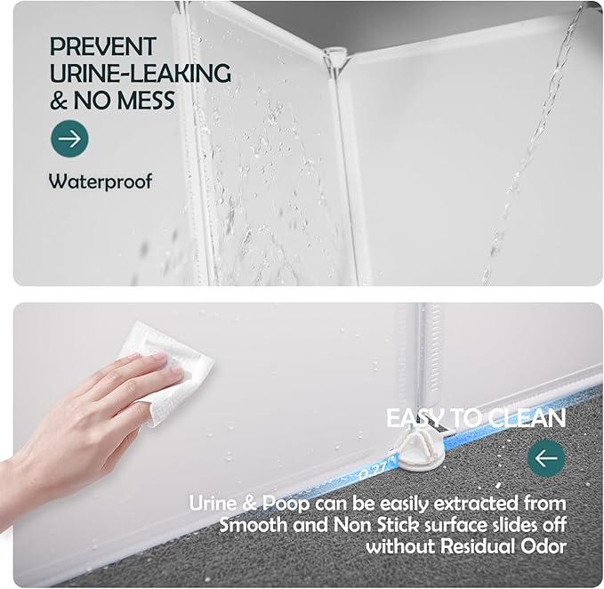 MEEXPAWS Cat Litter Box Enclosure Splash Guard Small 20.5L × 14W x 18H inch, Light Weight Plastic Sheets with Cat Litter Mat Easy Clean (White)