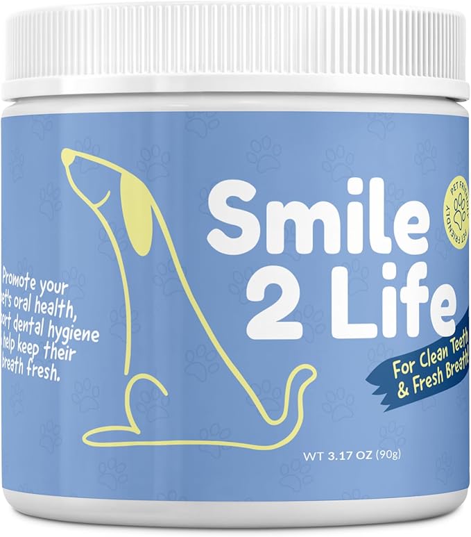 Dog Dental Powder | All-Natural for Teeth Cleaning | Plaque Remover for theeth and Breath freshener | Flavorless, Easy to Use | 3.17 oz - 45 supplys | Smile 2 Life