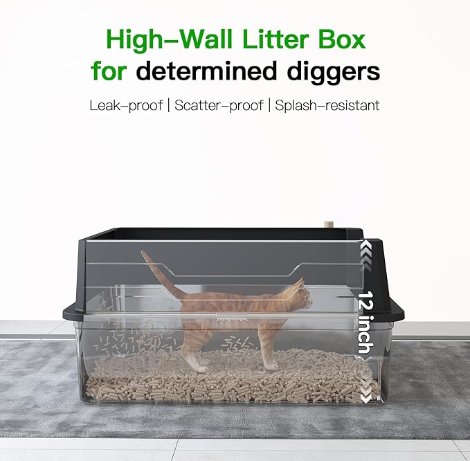 XXXL Stainless Steel Litter Box, Extra Large Cat Litter Box for Large Cats & Multi-Cat Homes, Leak-Proof with High Walls & Non-Slip Base - 28"x20"x12"