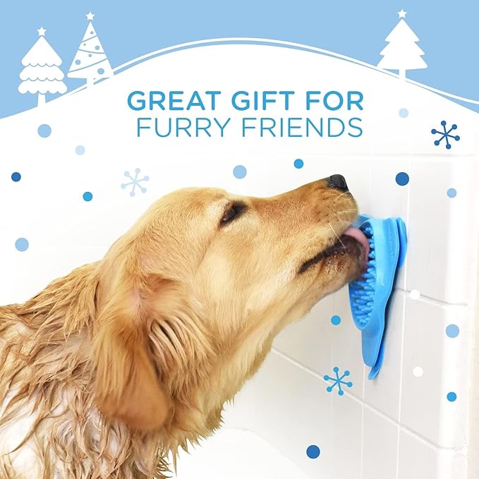 Aquapaw Dog Licking Mat for Wall & Floor - 1-Pack Blue - Suction Slow Feeder for Treats & Peanut Butter - Also Bath Toy for Dogs