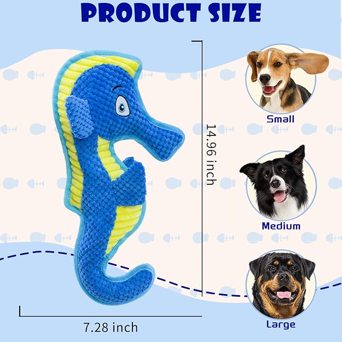 Dog Toy Squeaky Aggressive Durable Dog Toys for Dogs Chew No-Stuffed Dog Toy Interactive Hours of Fun Keep pups Busy -Green Shark,Bubble-Pressed Ultra-Soft Fabric