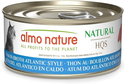 almo nature HQS Natural Wet Cat Food Tuna in Broth Atlantic Style, Grain-Free, 5.29 oz (Pack of 24)