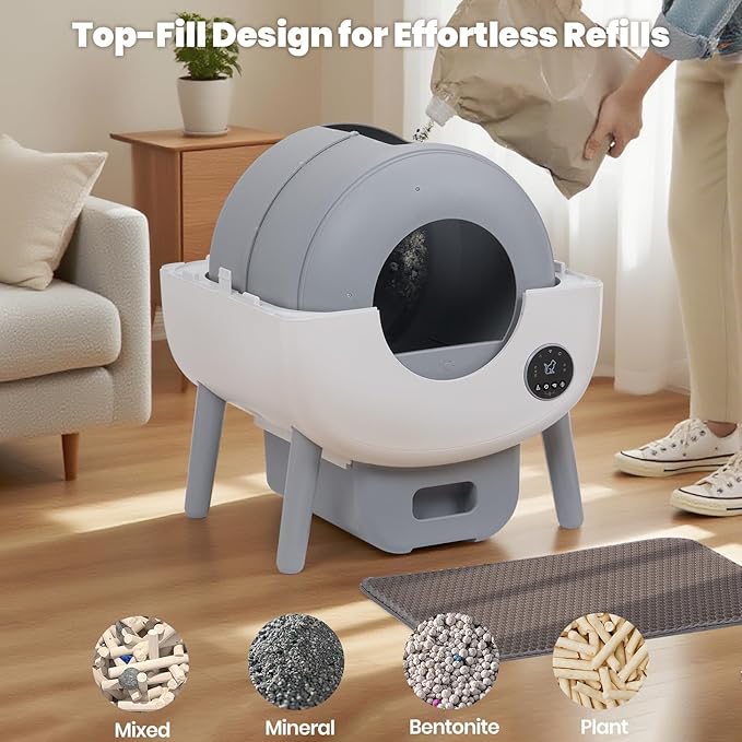 Self Cleaning Litter Box: Automatic Cat Box with App Control, Odor-Free Smart Cleaning System for Multiple Cats, Large Self-Cleaning Solution