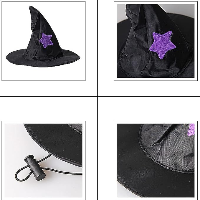 Halloween Pet Cloak Witch Hat Witch Cloak Costume for Small Dogs and Cats Halloween Clothes (S)