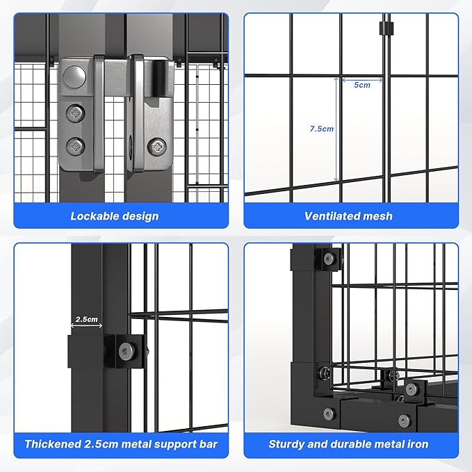 Kurapika 10x10x6 FT Heavy-Duty Outdoor Dog Enclosure, Galvanized Steel Fence, Dual Safety Lock & Weatherproof UV-Resistant Cover for Outdoor Spaces Yard, Garden & Patio