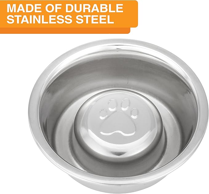 Neater Pet Brands Stainless Steel Slow Feed Dog Bowl for Fast Eating Small Breeds, Metal Slow Feeder Dog Bowl Fits in Cat & Small Neater Feeders, for Puppy or Dogs (< 15 lbs), 3/4 Cup Food Capacity