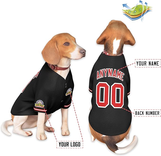 Custom Dog Baseball Jersey with Name Number Logo for Small Pet Dogs-Personalized Dog Shirts