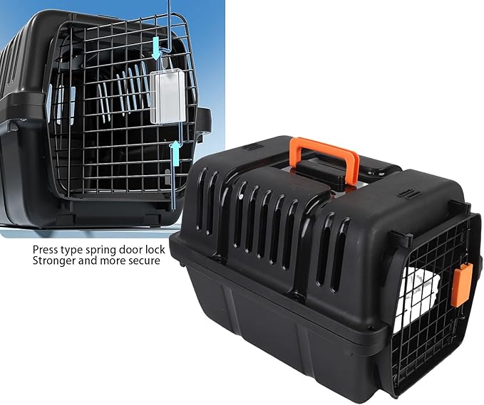 Plastic Dog Crate, Airline Approved Hard Shell Dog Kennel with Handle for Home and Travel, Large Space Portable Breathable Pet Travel Carrier for Outings and Activities (Black)