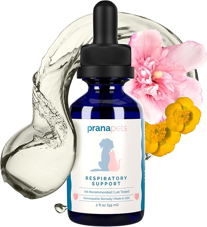 PranaPets Respiratory Support Supplement for Dogs & Cats | Naturally Promotes Optimal Respiratory Function in Pets | Safely aids with Symptoms of Seasonal Allergies