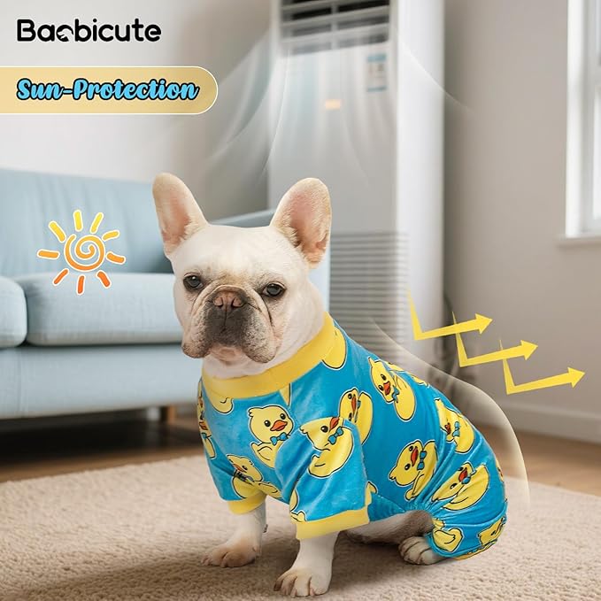 Dog Pajamas Soft Lightweight Dog Onesies Outfit Clothes for Small Medium Large Puppy Pjs for Pet Boys Girls Dogs Cats (S (Back: 10",Chest: 14", Neck: 9.5"), Yellow Duck)
