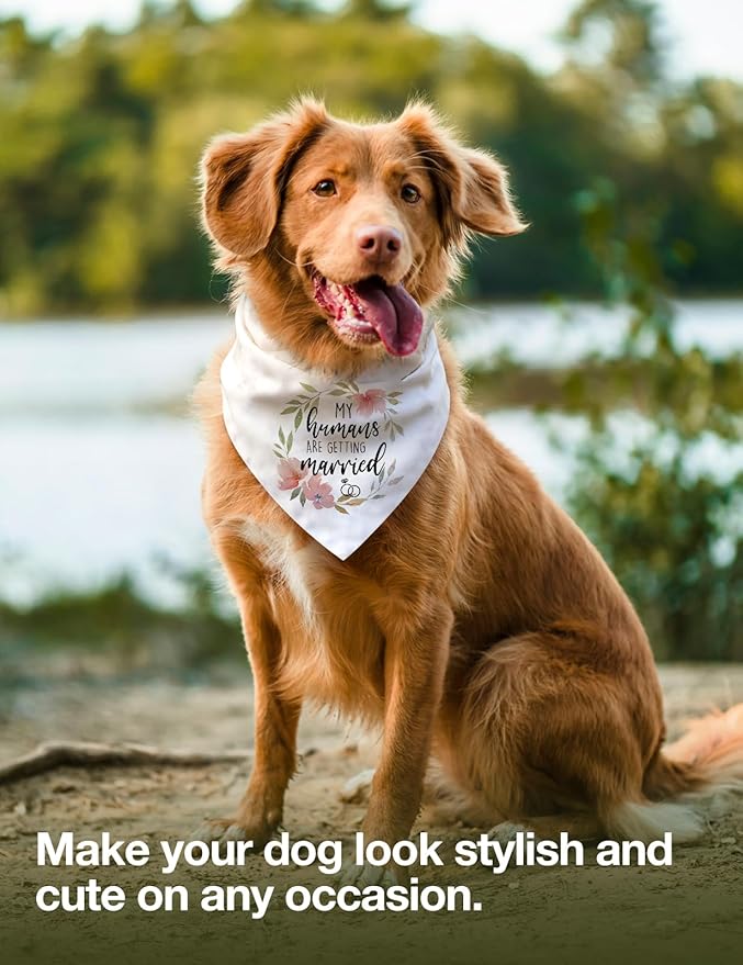Funny My Humans are Getting Married Dog Bandana, White Wedding Photo Prop Pet Dog Triangle Scarf, Wedding Egagement Party Decorations Dog Bandana, Engagement Gifts for Dog Lovers